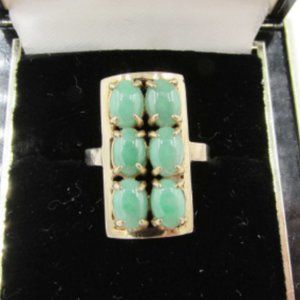 Art Deco / Retro 14k Gold Jade Cabochon Ring